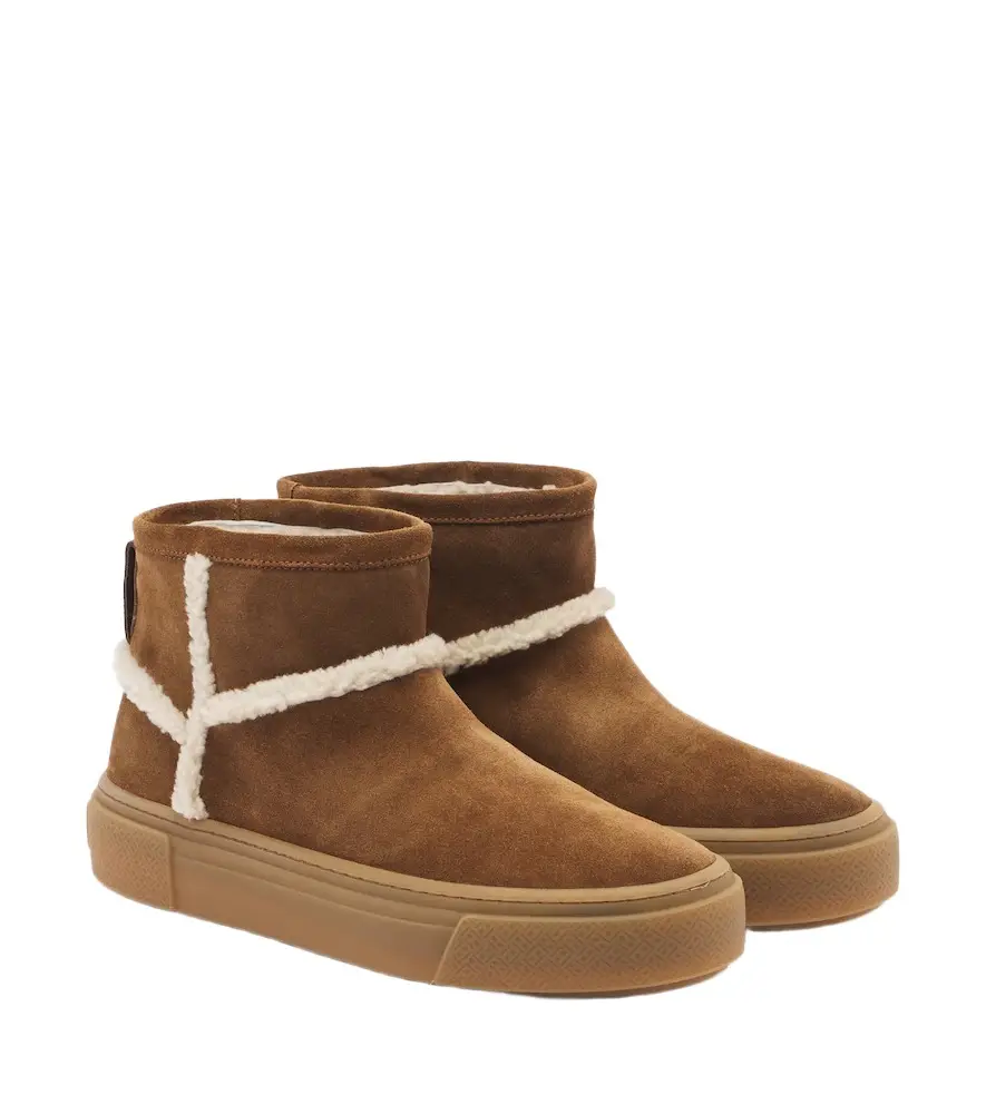 Hogan H705 shearling-trimmed suede ankle boots