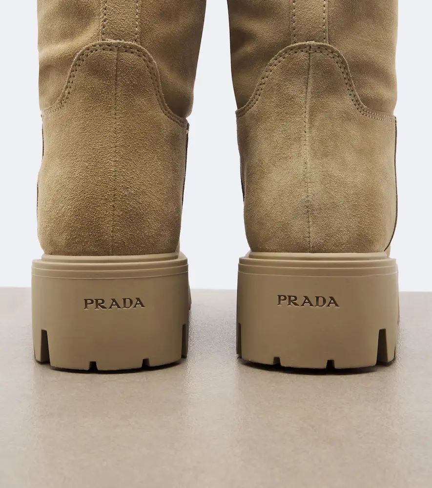 Prada Shearling-lined suede knee-high boots | Thumbnail 4 Prada Shearling-lined suede knee-high boots | Thumbnail 4