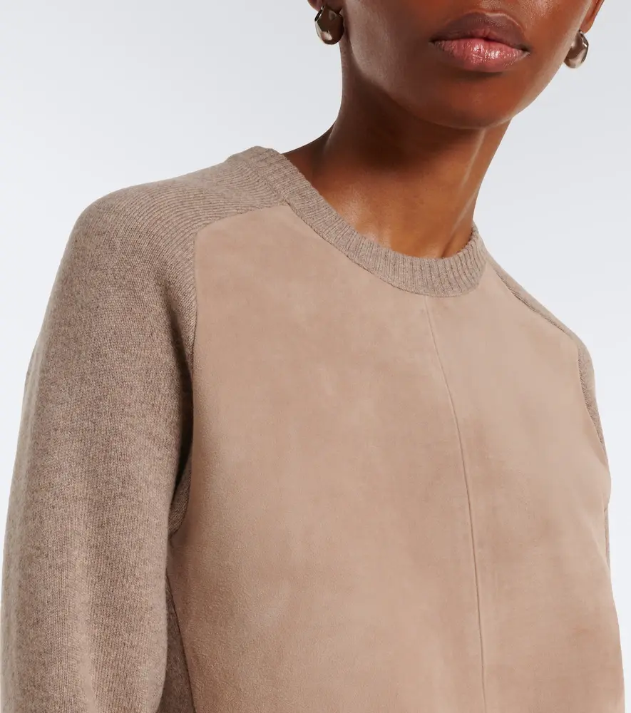 Max Mara Leather-trimmed wool and cashmere sweater | Thumbnail 4 Max Mara Leather-trimmed wool and cashmere sweater | Thumbnail 4