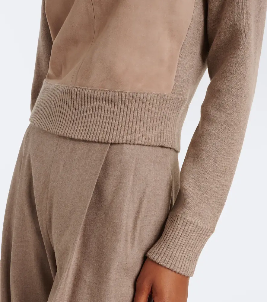 Max Mara Leather-trimmed wool and cashmere sweater | Thumbnail 5 Max Mara Leather-trimmed wool and cashmere sweater | Thumbnail 5