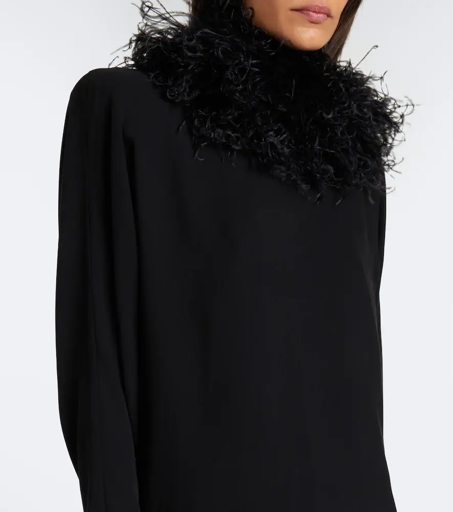 Valentino Feather-trimmed silk georgette minidress | Thumbnail 3 Valentino Feather-trimmed silk georgette minidress | Thumbnail 3