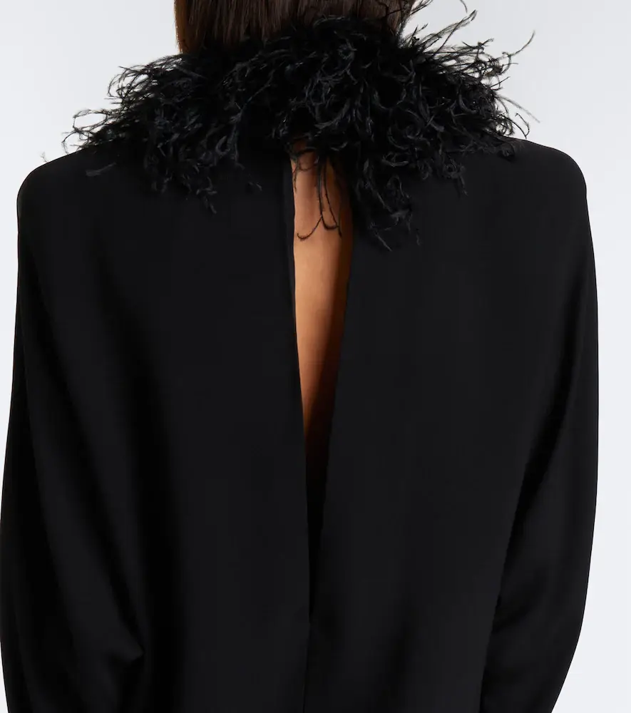 Valentino Feather-trimmed silk georgette minidress | Thumbnail 4 Valentino Feather-trimmed silk georgette minidress | Thumbnail 4