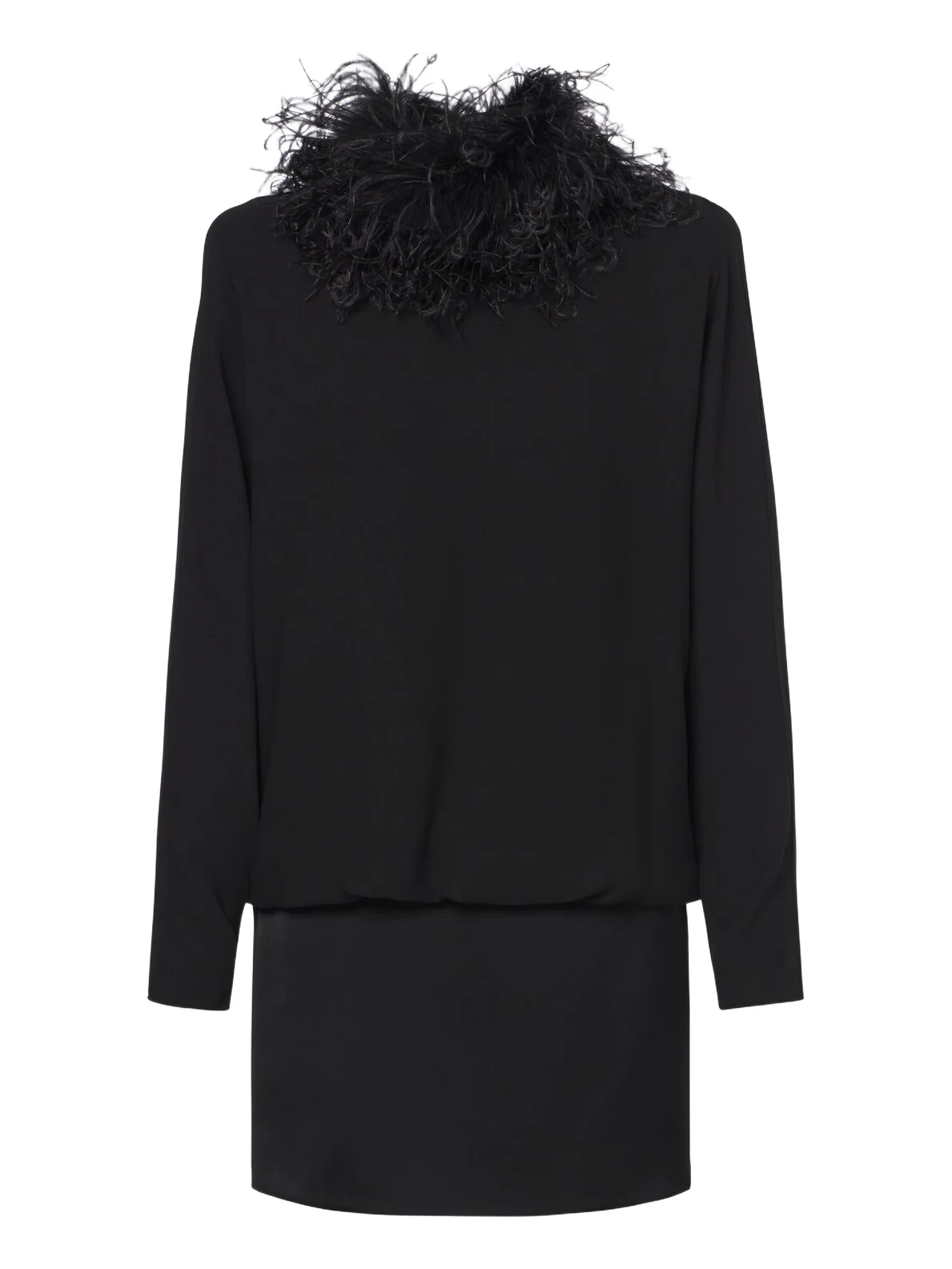 Valentino Garavani Feather-trimmed silk georgette minidress