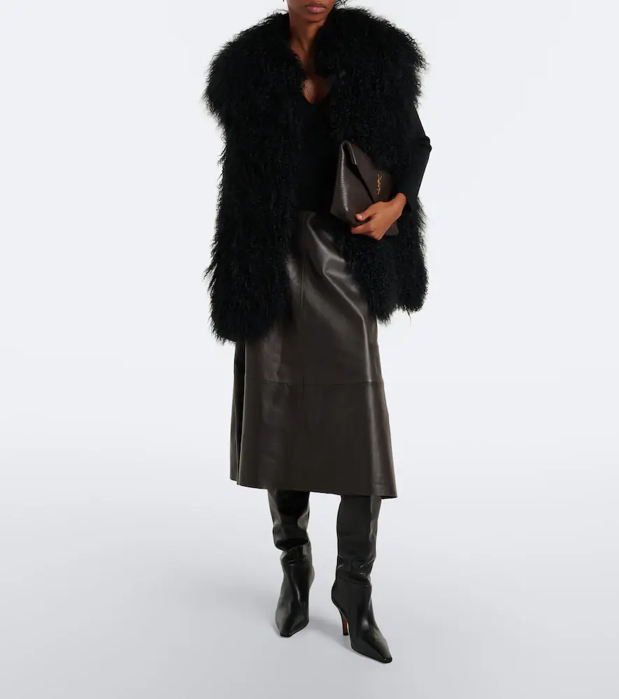 Yves Salomon Leather midi skirt | Thumbnail 4