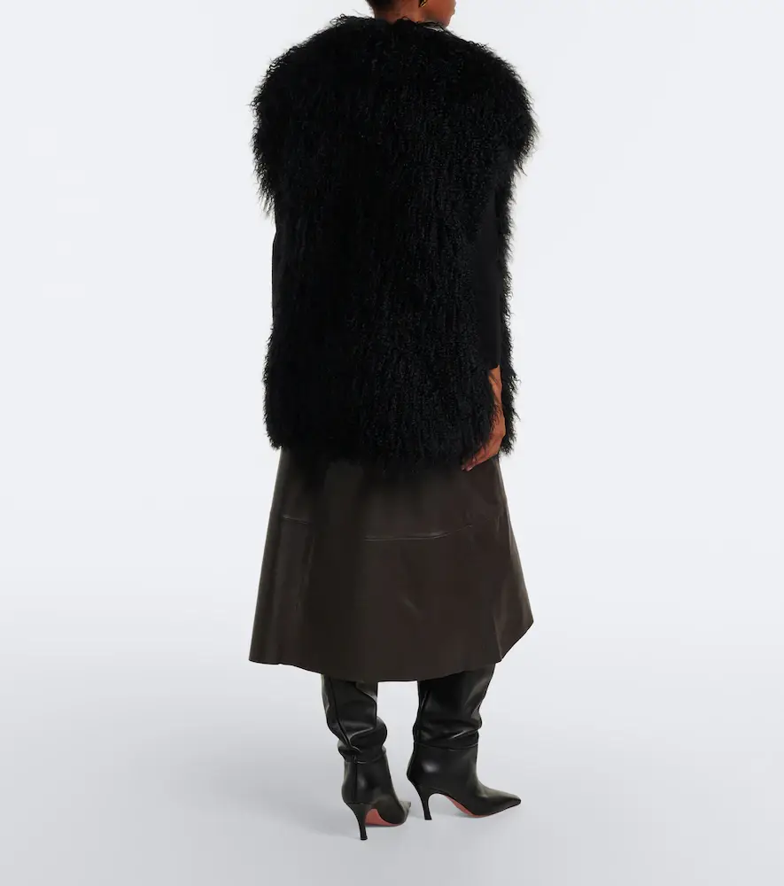 Yves Salomon Leather midi skirt | Thumbnail 5