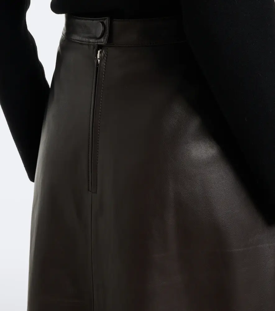 Yves Salomon Leather midi skirt | Thumbnail 6