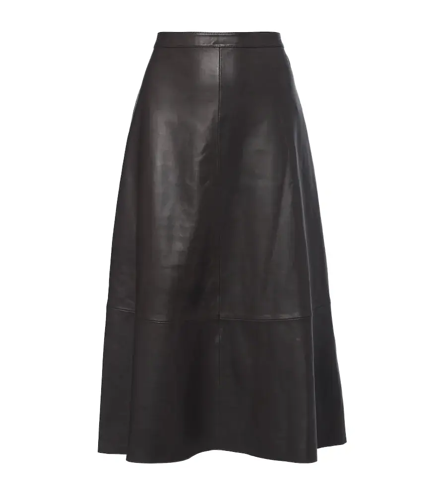 Yves Salomon Leather midi skirt