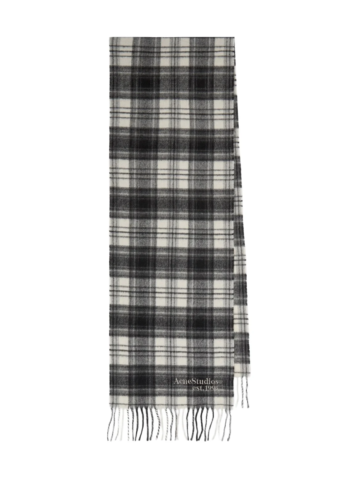 Acne Studios Fringed plaid cashmere and wool scarf