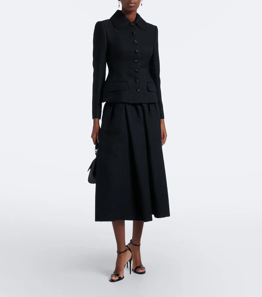 Dolce & Gabbana Gathered wool and silk-blend midi skirt | Thumbnail 3 Dolce & Gabbana Gathered wool and silk-blend midi skirt | Thumbnail 3