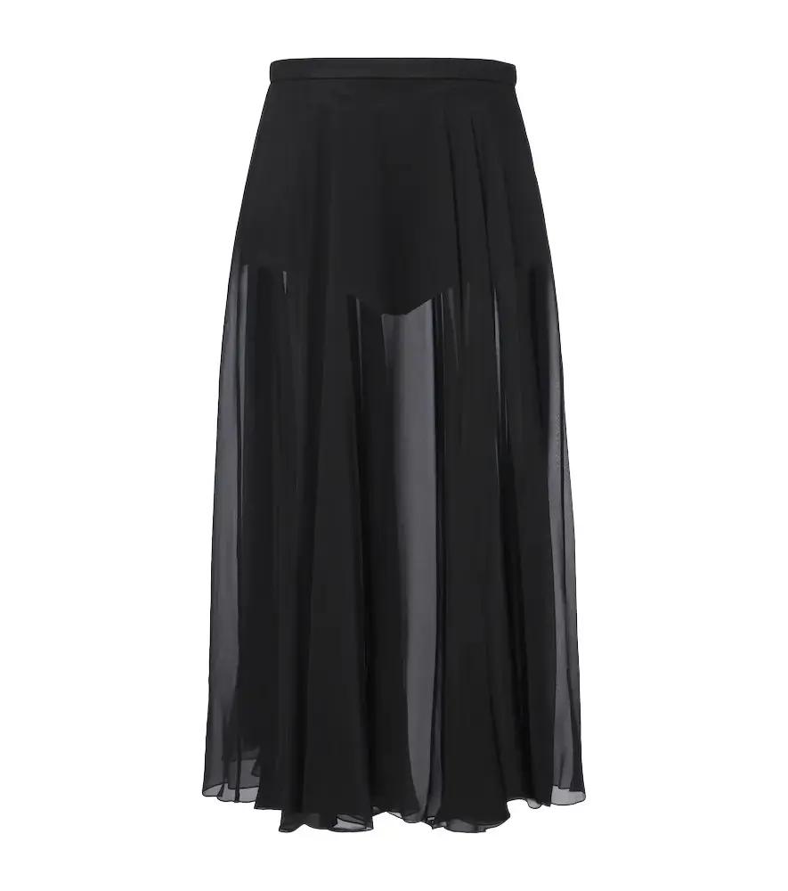Dolce & Gabbana Pleated sheer silk chiffon midi skirt