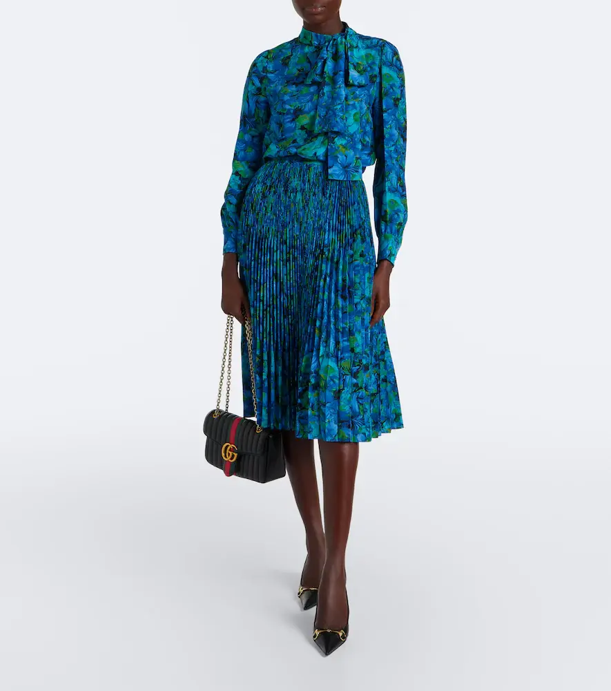 Gucci Floral pleated silk crêpe de chine midi skirt | Thumbnail 2 Gucci Floral pleated silk crêpe de chine midi skirt | Thumbnail 2