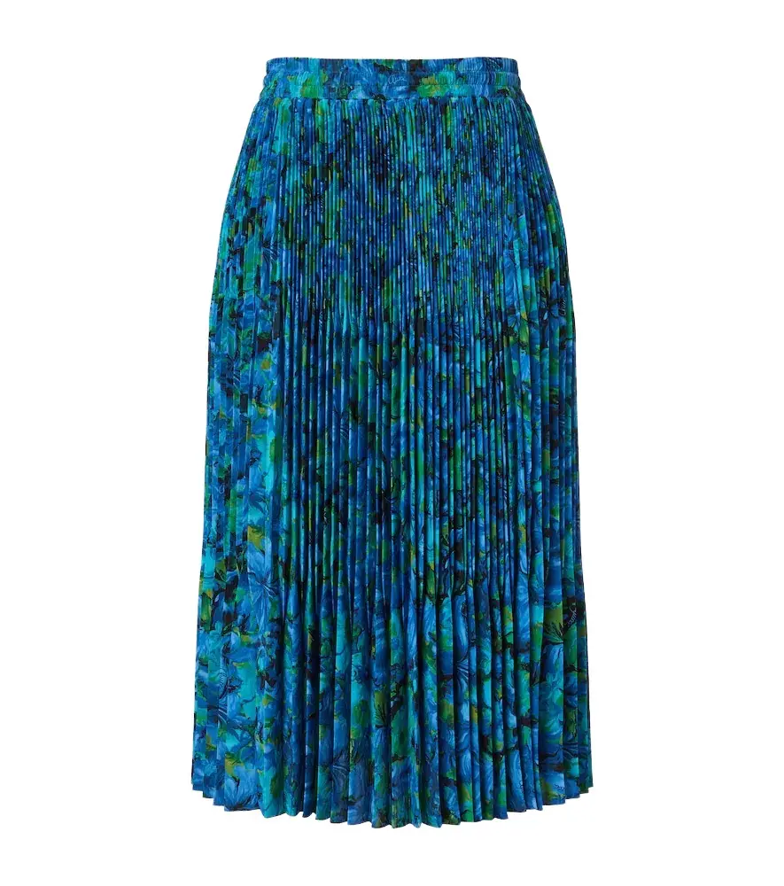 Gucci Floral pleated silk crêpe de chine midi skirt