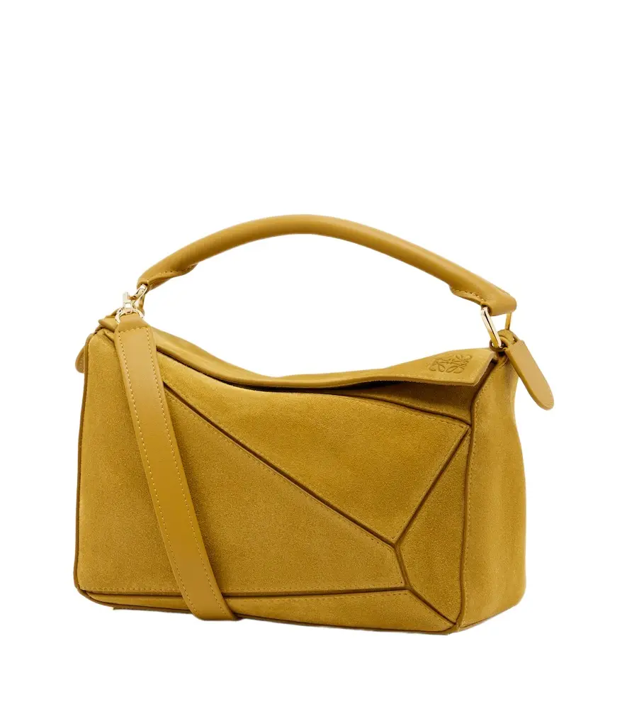 Loewe Featherlight Puzzle Small suede top-handle bag