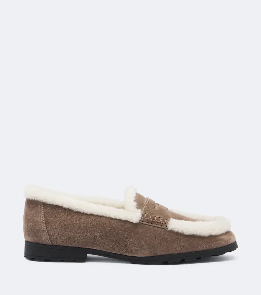 Veronica Beard Shearling-lined suede penny loafers | Thumbnail 3 Veronica Beard Shearling-lined suede penny loafers | Thumbnail 3