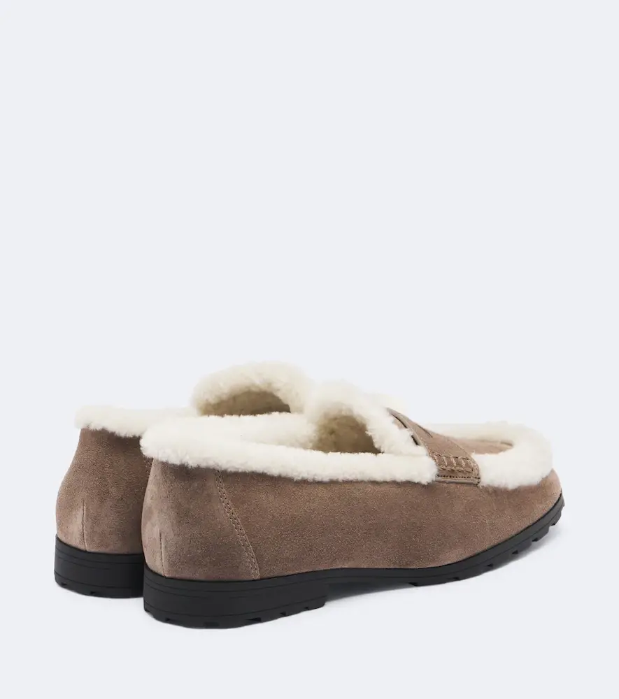 Veronica Beard Shearling-lined suede penny loafers | Thumbnail 4 Veronica Beard Shearling-lined suede penny loafers | Thumbnail 4