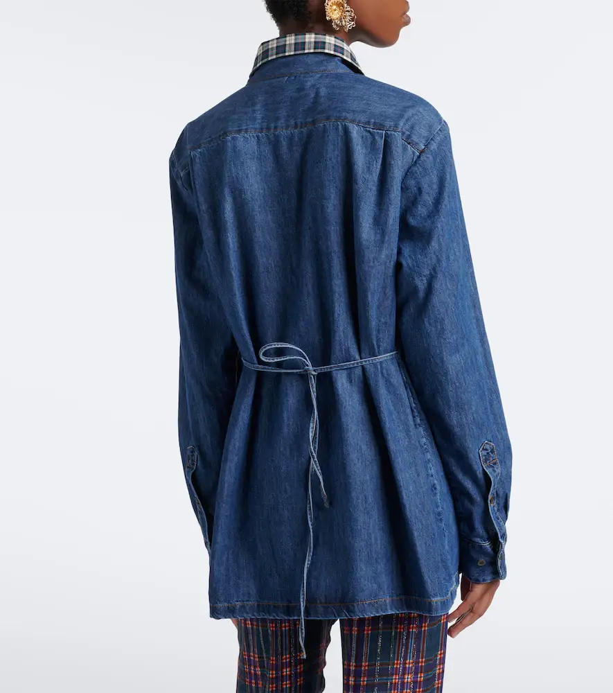 Dries Van Noten Checked denim shirt | Thumbnail 4 Dries Van Noten Checked denim shirt | Thumbnail 4