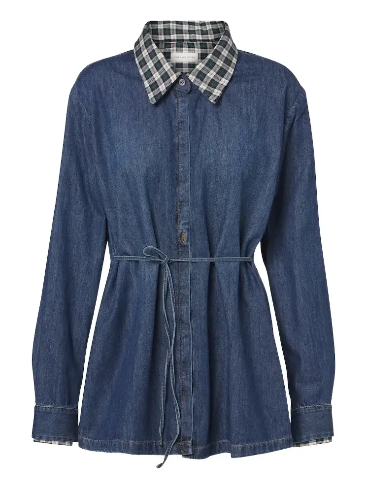 Checked denim shirt