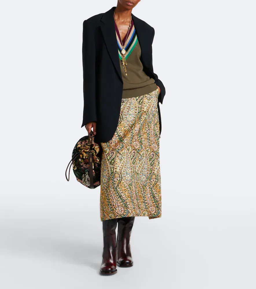 Dries Van Noten Paisley jacquard midi skirt | Thumbnail 4