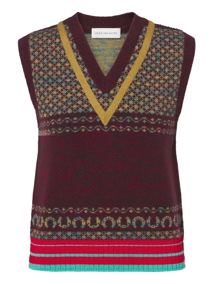 Jacquard cashmere and wool vest Jacquard cashmere and wool vest