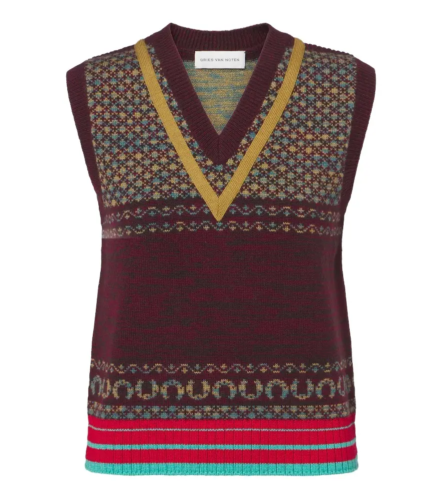Jacquard cashmere and wool vest Jacquard cashmere and wool vest