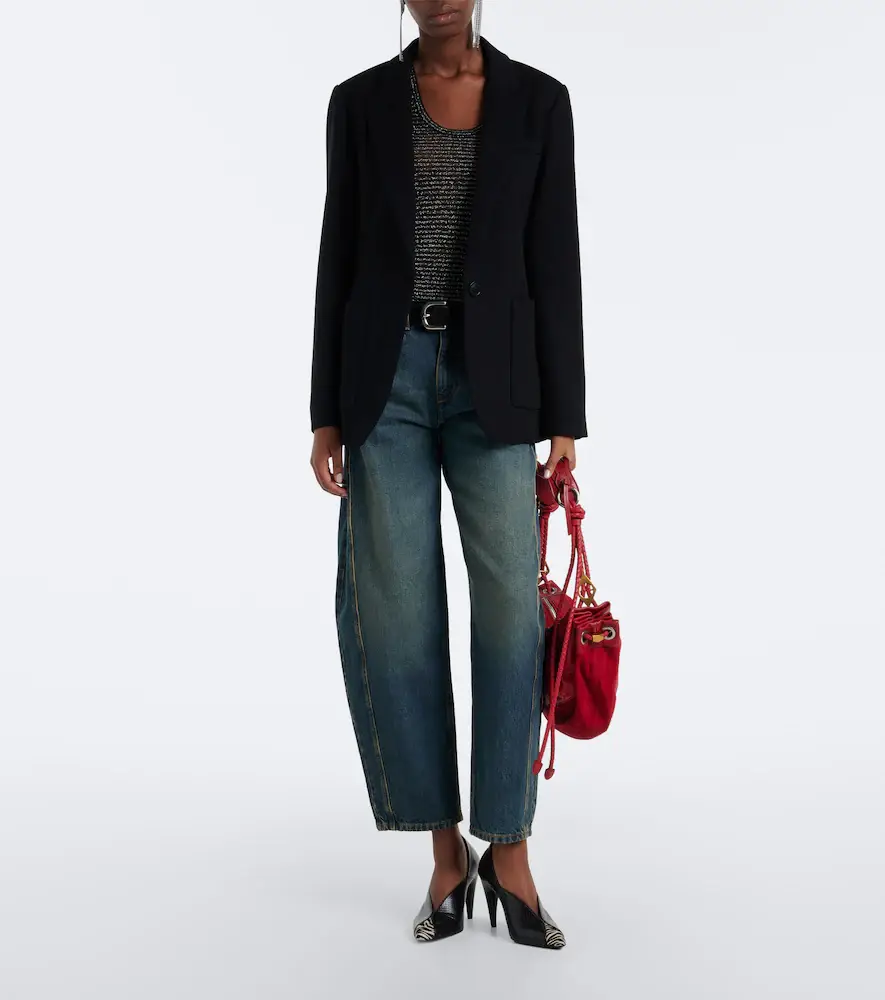 Isabel Marant Maia Medium suede and leather shoulder bag | Thumbnail 5