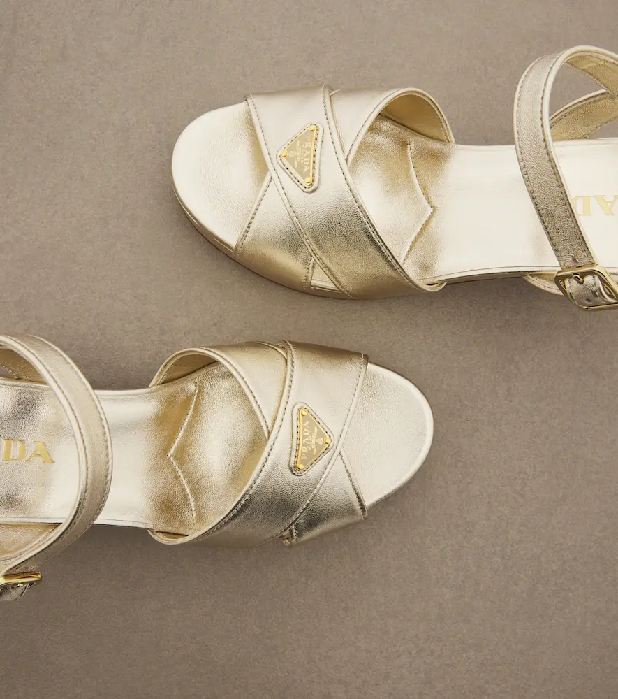 Prada Metallic leather platform sandals | Thumbnail 4 Prada Metallic leather platform sandals | Thumbnail 4