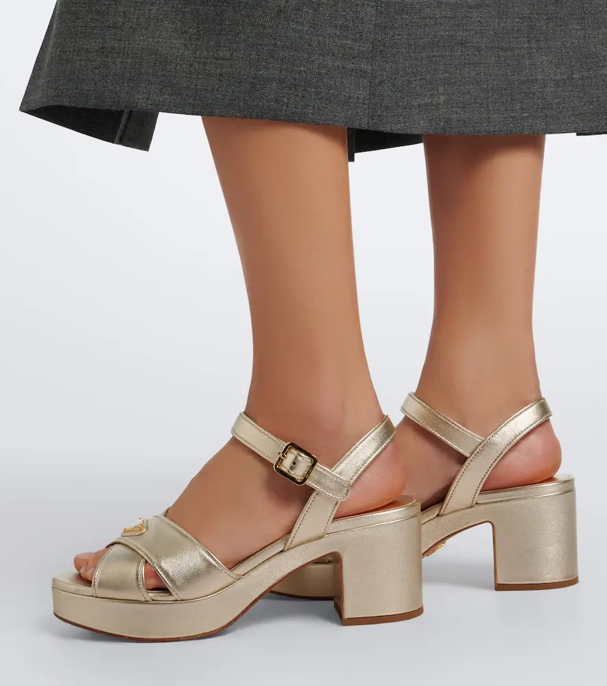 Prada Metallic leather platform sandals | Thumbnail 6 Prada Metallic leather platform sandals | Thumbnail 6