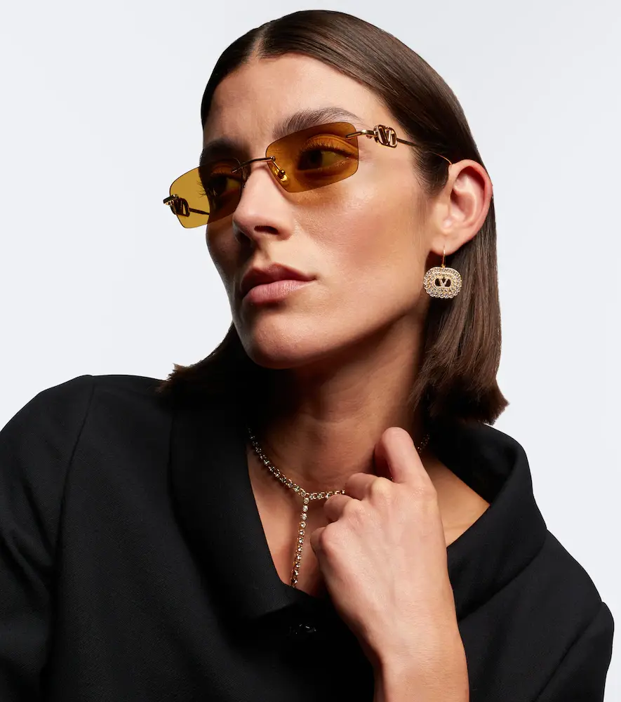 Valentino Bejewelled VLogo rectangular sunglasses | Thumbnail 4 Valentino Bejewelled VLogo rectangular sunglasses | Thumbnail 4