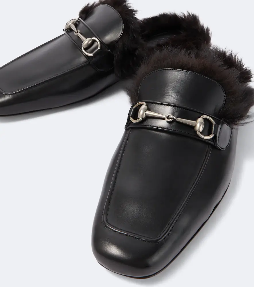 Gucci Horsebit shearling-lined leather mules | Thumbnail 2 Gucci Horsebit shearling-lined leather mules | Thumbnail 2