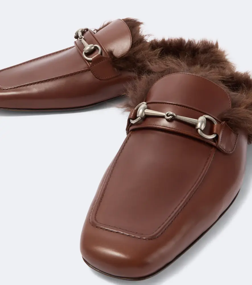 Gucci Horsebit shearling-lined leather mules | Thumbnail 2 Gucci Horsebit shearling-lined leather mules | Thumbnail 2