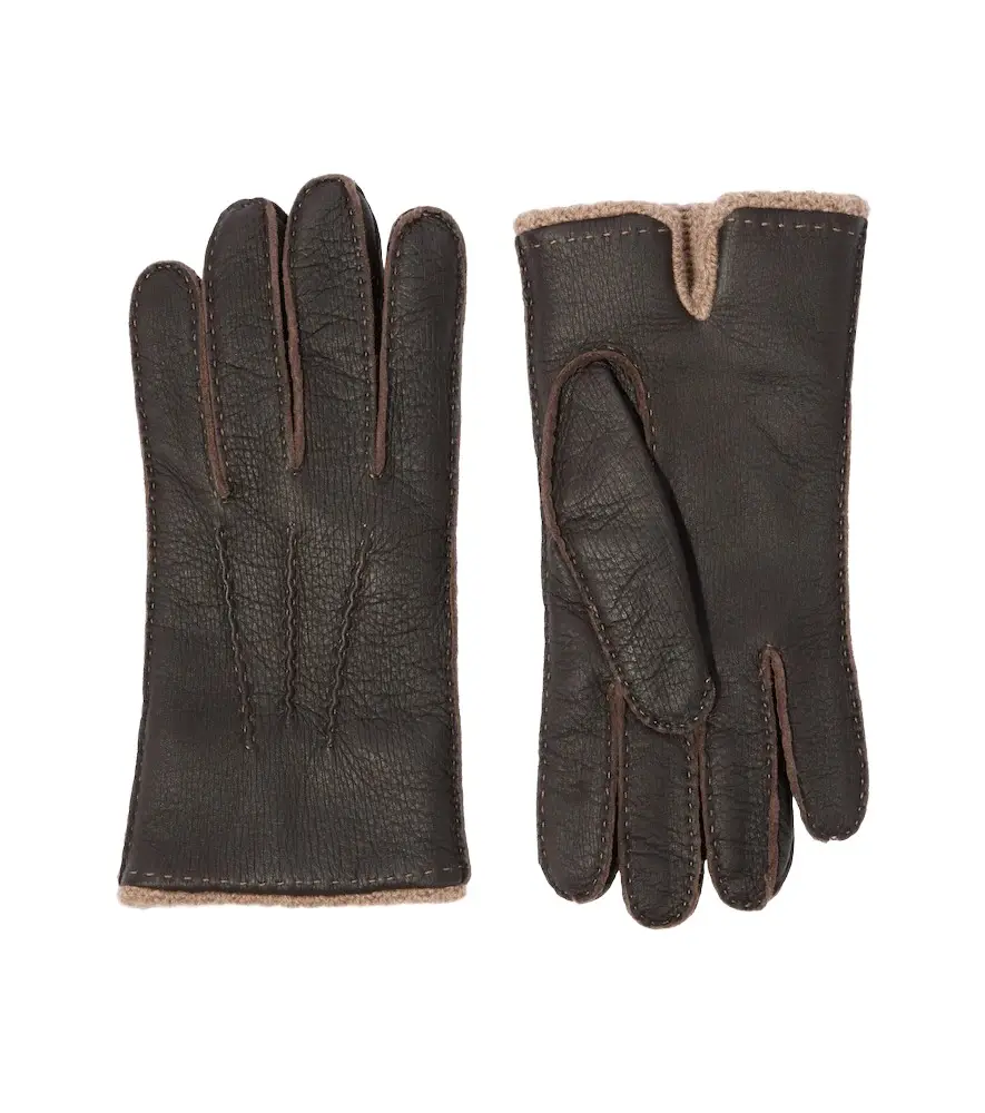 Thom Sweeney Leather and cashmere gloves
