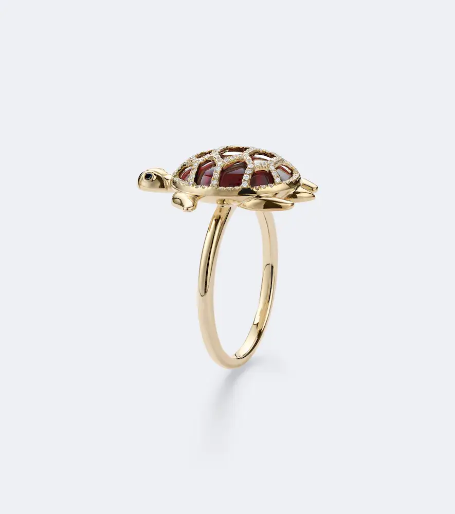 Yvonne Léon Yvonne Léon Tortue 9kt gold ring with diamonds and resin | Thumbnail 2 Yvonne Léon Yvonne Léon Tortue 9kt gold ring with diamonds and resin | Thumbnail 2