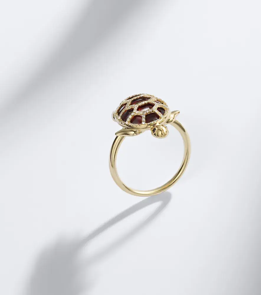 Yvonne Léon Yvonne Léon Tortue 9kt gold ring with diamonds and resin | Thumbnail 5 Yvonne Léon Yvonne Léon Tortue 9kt gold ring with diamonds and resin | Thumbnail 5
