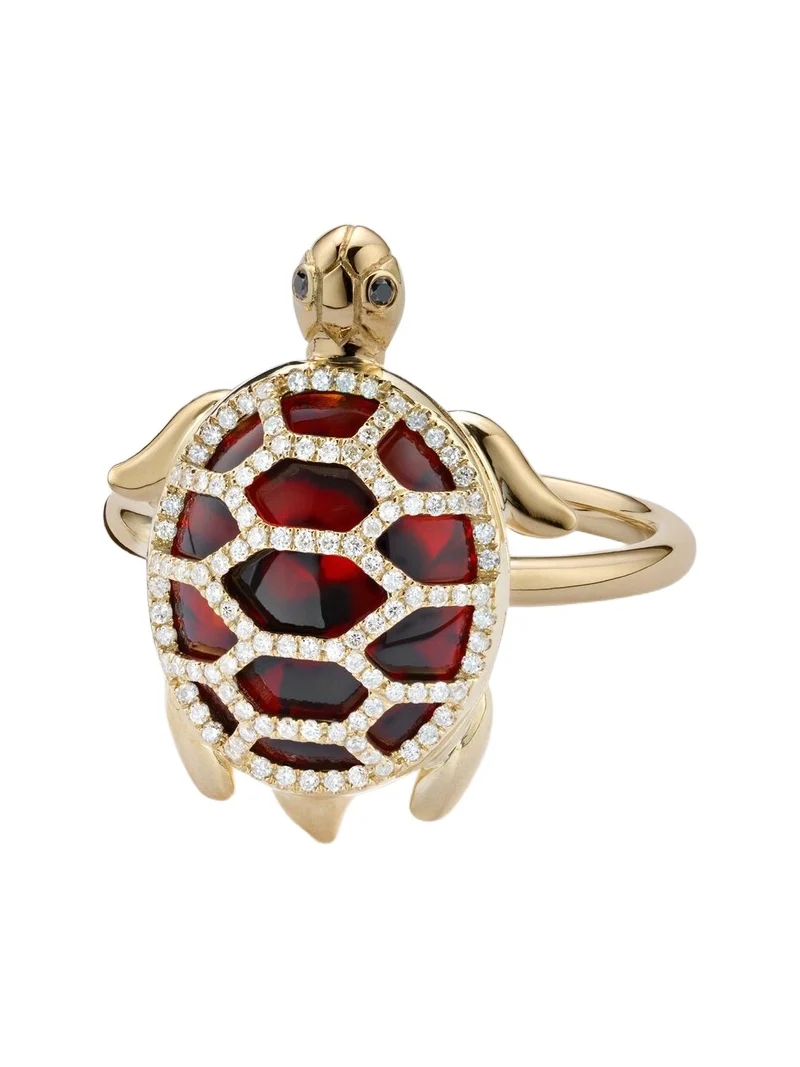 Yvonne Léon Yvonne Léon Tortue 9kt gold ring with diamonds and resin