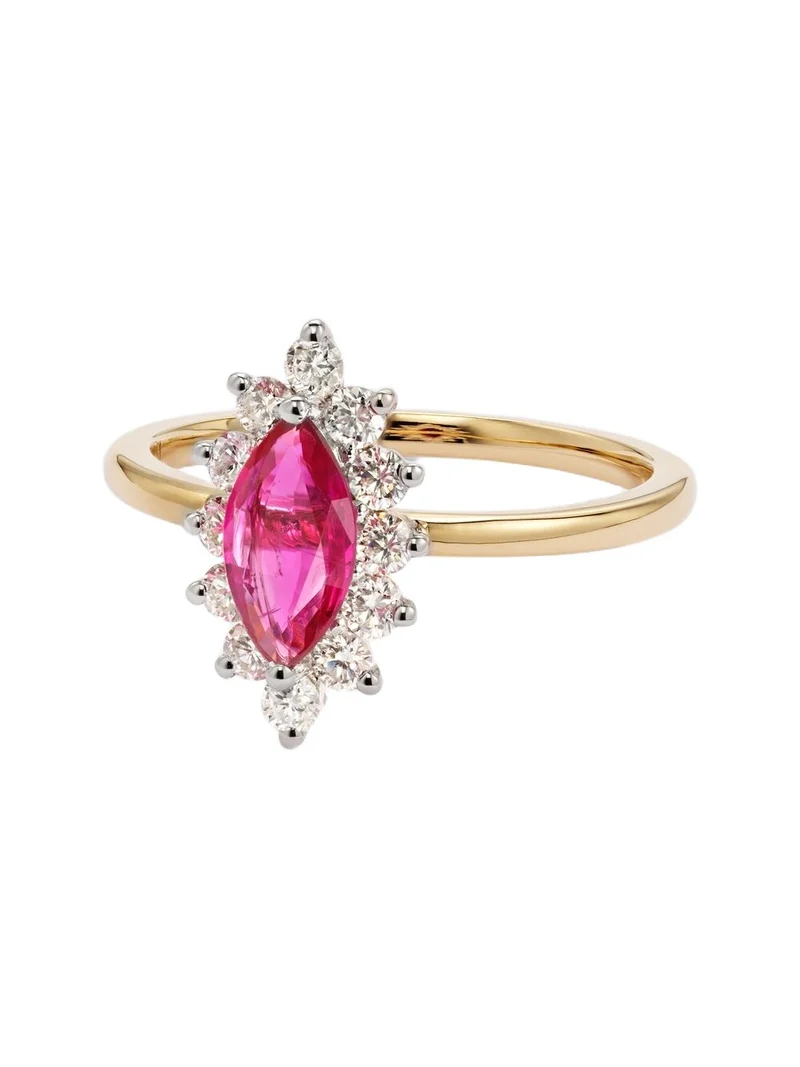 Yvonne Léon Yvonne Léon Pompadour 18kt gold ring with diamonds and ruby
