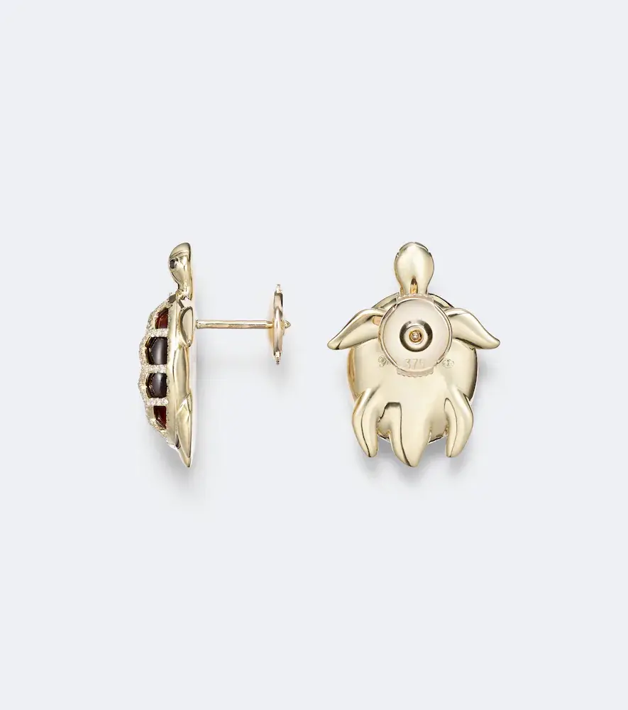Yvonne Léon Yvonne Léon Tortue 9kt gold earrings with diamonds and resin | Thumbnail 2 Yvonne Léon Yvonne Léon Tortue 9kt gold earrings with diamonds and resin | Thumbnail 2