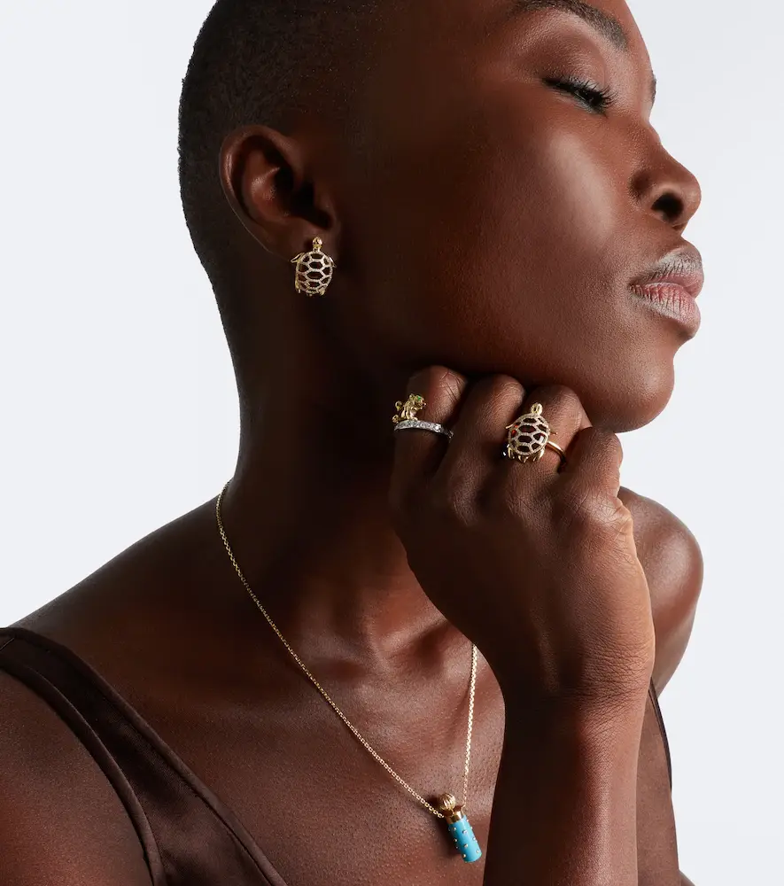 Yvonne Léon Yvonne Léon Tortue 9kt gold earrings with diamonds and resin | Thumbnail 3 Yvonne Léon Yvonne Léon Tortue 9kt gold earrings with diamonds and resin | Thumbnail 3