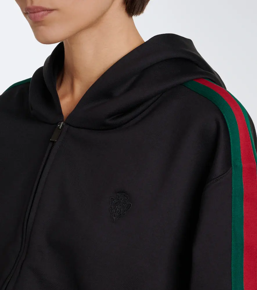 Gucci Web Stripe jersey zip-up hoodie | Thumbnail 2 Gucci Web Stripe jersey zip-up hoodie | Thumbnail 2
