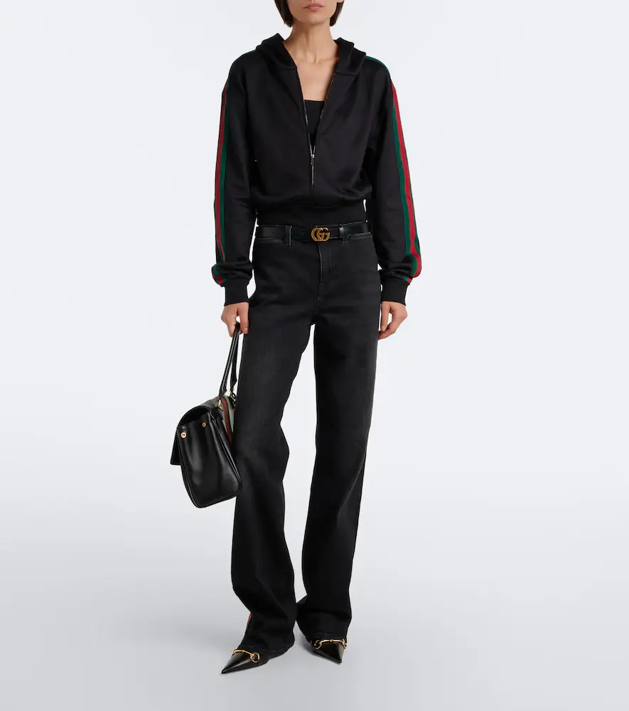 Gucci Web Stripe jersey zip-up hoodie | Thumbnail 3 Gucci Web Stripe jersey zip-up hoodie | Thumbnail 3