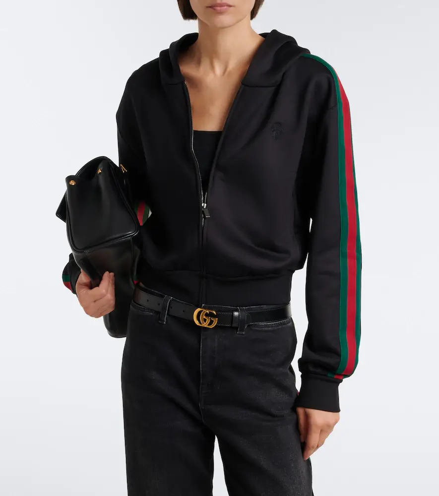 Gucci Web Stripe jersey zip-up hoodie | Thumbnail 4 Gucci Web Stripe jersey zip-up hoodie | Thumbnail 4