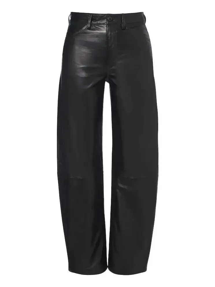 Tribeca leather barrel-leg pants