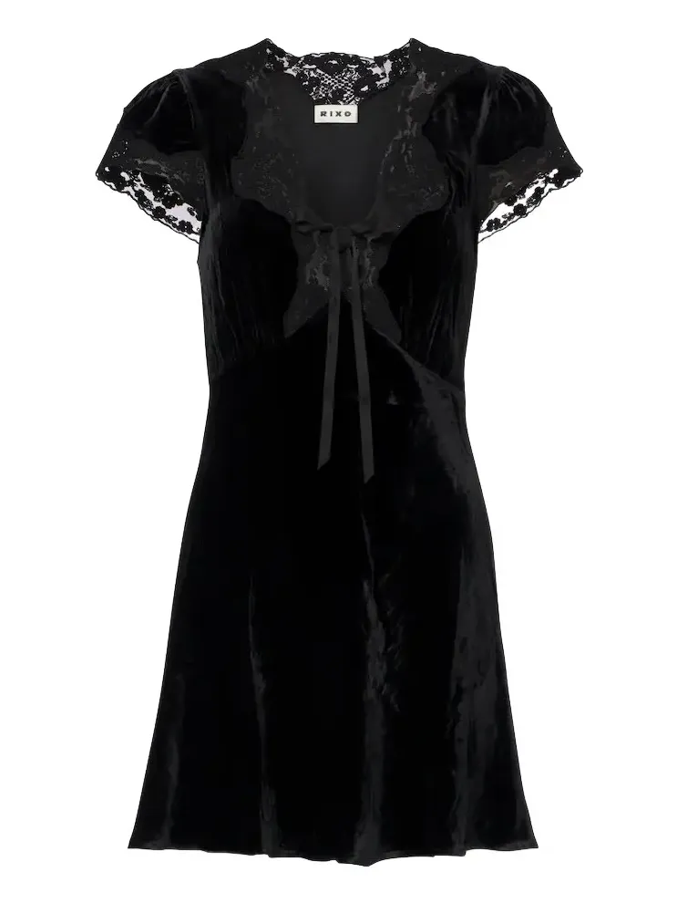 Lacie lace-trimmed velvet minidress Lacie lace-trimmed velvet minidress