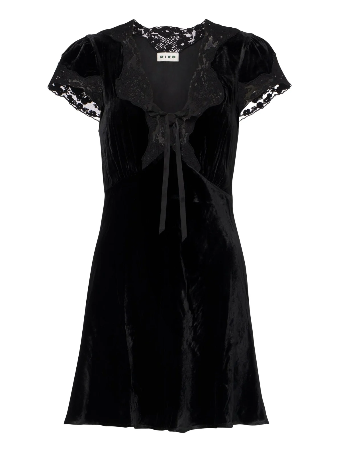 Lacie lace-trimmed velvet minidress