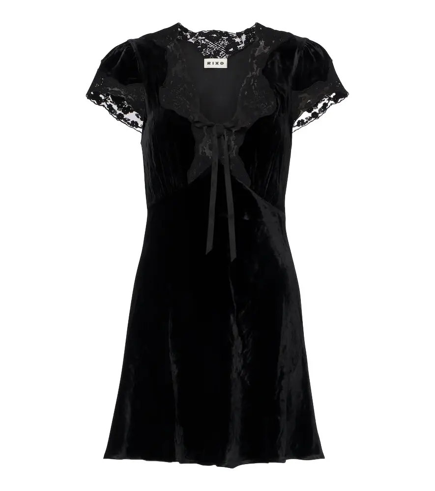 Lacie lace-trimmed velvet minidress Lacie lace-trimmed velvet minidress