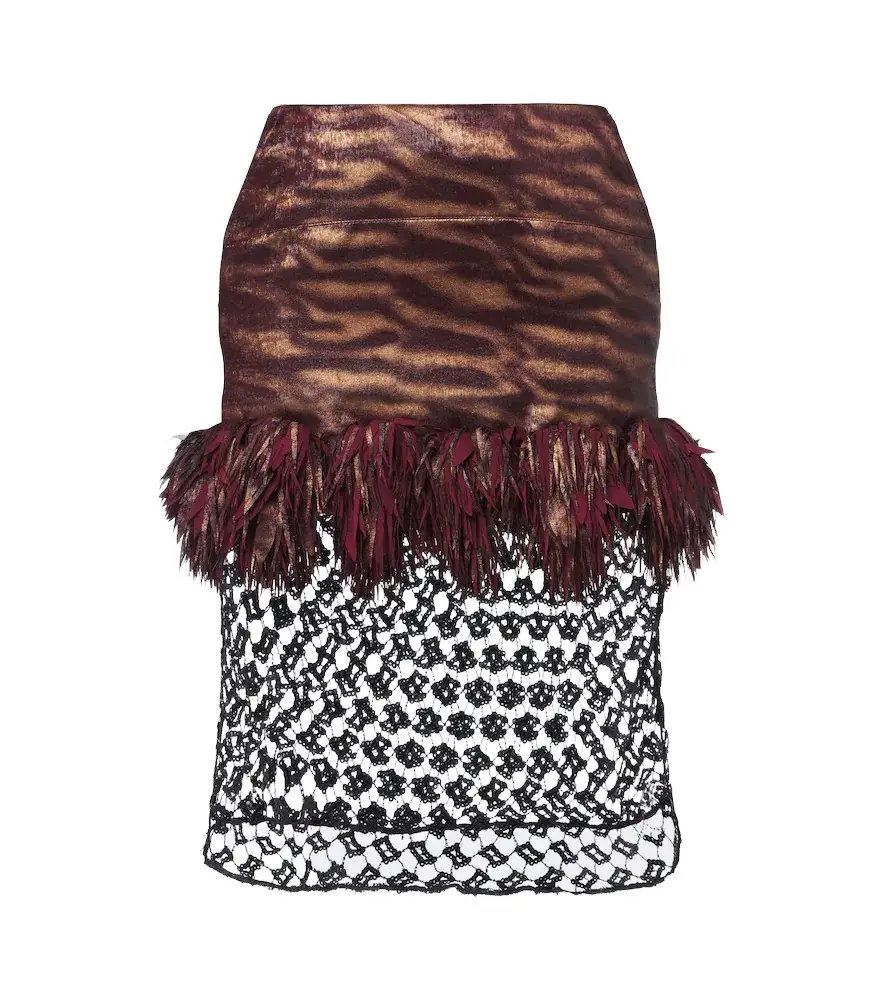 Fringed paneled sequined miniskirt Fringed paneled sequined miniskirt