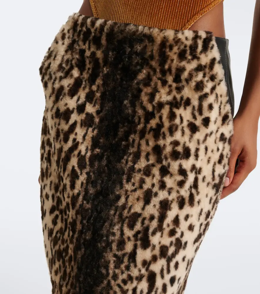 Jacques Wei Leopard-print shearling and leather miniskirt | Thumbnail 3