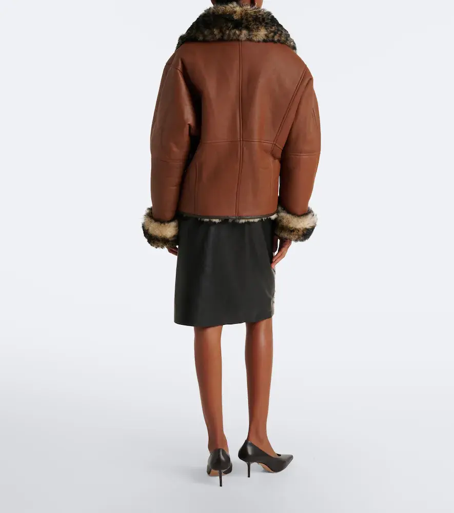 Jacques Wei Leopard-print shearling and leather miniskirt | Thumbnail 4