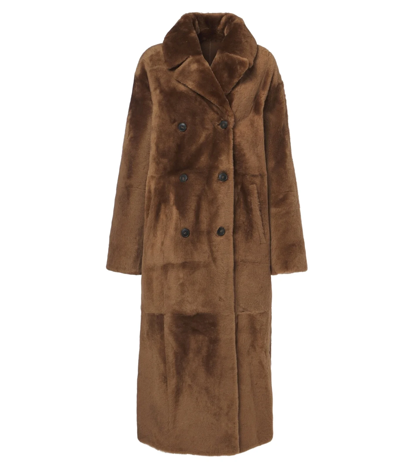 Reversible shearling and leather coat