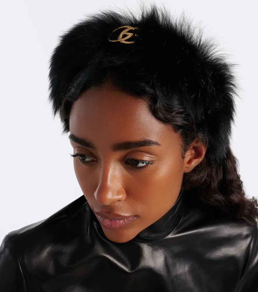 Gucci Double G shearling headband | Thumbnail 3