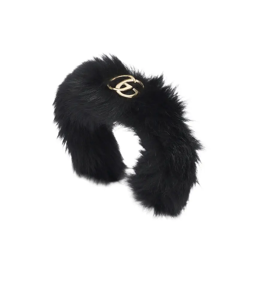 Gucci Double G shearling headband